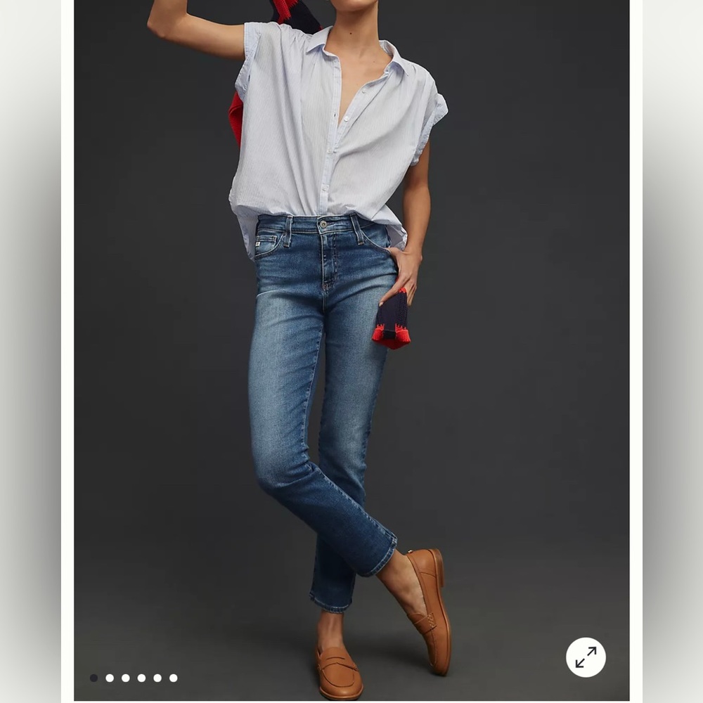 AG Anthropologie Stevie “high rise slim straight ankle”
